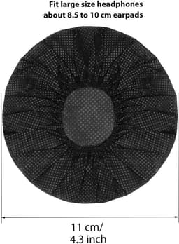 Allecto Plus - Oorhoezen voor hoofdtelefoon, 100 stuks, 50 paar, zwart, hygiënisch, stretchbaar — thumbnail 2