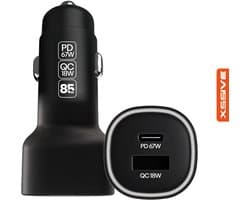 Xssive - Laptop Oplader Auto 85W - 67W PD Snellader - Autolader 2 Poorten (USB C + USB A) - 12V/24V Vrachtwagen - USB Lader Auto
