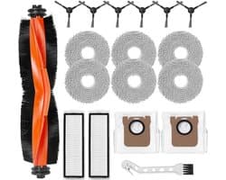 Accessoirekit voor Xiaomi X20 Max/X20 Pro Stofzuigerrobot: 1 Rollenborstel, 6 Zijborstels, 6 Moptampons, 2 Filters, 2 Stofzakken, 1 Reinigingsborstel