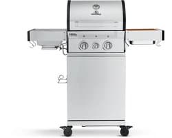 BURNHARD® 2 Branders gasbarbecue FRED Jr. Deluxe Series 3 incl. 900°C keramische infraroodbrander, gietijzeren grillrooster + inklapbare zijtafels