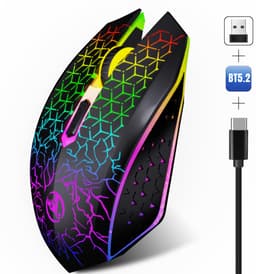Draadloze Zwart Muis PRO GM1 met LED - Geruisloze werking - Oplaadbaar - Draagbaar - Draadloos 2.4G - Inclusief USB-ontvanger — thumbnail 1