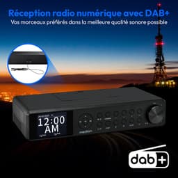 MEDION P66750 Keuken onderbouwradio (DAB+ keukenradio, PLL FM radio, dimbaar TFT kleurendisplay, kookwekker, Bluetooth, LED strip, incl. bevestigingsmateriaal) zwart — thumbnail 3
