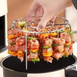 Airfryer verticale grill - 304 roestvrij staal - inclusief 24 grillpinnen - universele kebabspiesen - accessoire voor thuisoven - zilver — thumbnail 6