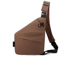 longziming Unisex Anti-diefstal Tas – Reistas voor Dames & Heren – Schoudertas – Crossbody Chest Bag – Body Bag voor Reizen – Bruin