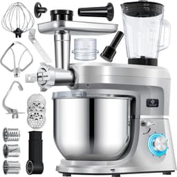 KESSER® 3 in 1 Keukenmachine Foodprocessor - Keukenmixer - Keukenrobotor K-KM 3000 met Kneder Multifunctionele Mixer 5,5 L Kom met 3 Menggereedschappen 1,5 L Sapcentrifuge Worstset Pasta & Koekjesvormen - Zilver — thumbnail 1