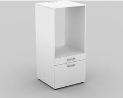 MOBISTOXX Wasmachine Kast - Wasmachine Verhoger - Wasmachine Ombouw - 67 cm x 65 cm x 144 cm (B x D x H) - Met Lade Voor Wasmand - Voor Wasmachine en Droogkast - Wit