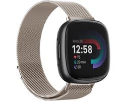 Strap-it Smartwatch bandje - Milanees bandje - geschikt voor Fitbit Versa 4 / Fitbit Sense 2 - sterrenlicht - Maat: Maat L