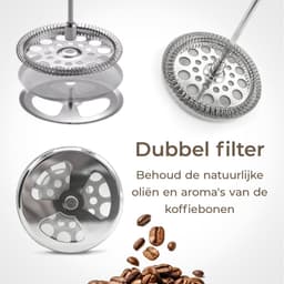 Maevory French Press Koffiemaker - Cafetière - Dubbelwandig - RVS - 800ml — thumbnail 4