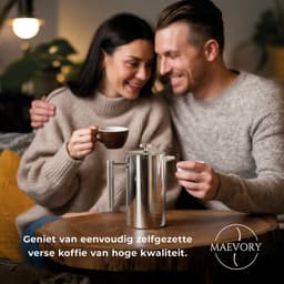 Maevory French Press Koffiemaker - Cafetière - Dubbelwandig - RVS - 1L — thumbnail 5