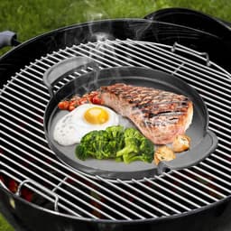 Edelstaal Grillrooster BBQ-System Ø 54.5 cm - Rond Rooster met Handvat voor Weber 57 cm Houtskoolgrills - Pizzasteen Wok Pan — thumbnail 3