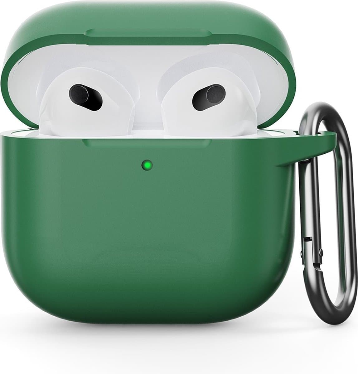 Coverup Hoesje - Geschikt voor AirPods 4 Hoesje - Coverup Siliconen AirPods Case met Sleutelhanger - Donkergroen — afbeelding 1