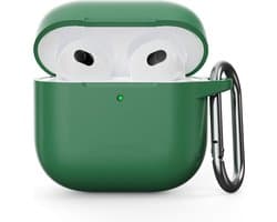 Coverup Hoesje - Geschikt voor AirPods 4 Hoesje - Coverup Siliconen AirPods Case met Sleutelhanger - Donkergroen