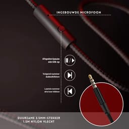 StayPowered Hoofdtelefoon - Kraakhelder Geluid - Maximaal Comfort - Ultrabrede Compatibiliteit - Knoopvrij Nylon Koord - Lichtgewicht & Opvouwbaar - Ingebouwde Microfoon - Verstelbaar Design - Zwart/Rood - Levering Sneller Dan Aangegeven! — thumbnail 4