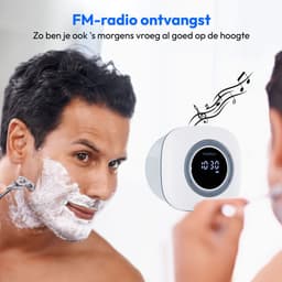 MEDION S66884 Douche radio met Bluetooth (badkamerradio, FM radio, zuignap, LED display, IPX6 waterproof, geïntegreerde oplaadbare batterij, MD43884) wit — thumbnail 5