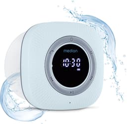 MEDION S66884 Douche radio met Bluetooth (badkamerradio, FM radio, zuignap, LED display, IPX6 waterproof, geïntegreerde oplaadbare batterij, MD43884) blauw — thumbnail 1