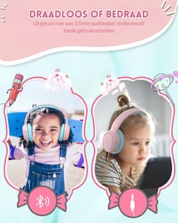 StayPowered Kinder Hoofdtelefoon - Bluetooth - Veilig Geluid en Comfort voor Kinderen - Volumebegrenzing 85/93 dB - Opvouwbaar en Verstelbaar - Compatibel met Tablets en Smartphones - Zacht Eiwitleer - Roze - Levering Sneller dan Aangegeven! — thumbnail 5