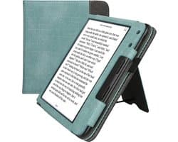 kwmobile flip cover voor e-reader - geschikt voor Kobo Libra Colour - Van imitatieleer en -suède - In mintgroen / donkergrijs