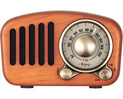 Somstyle Vintage Mini Draagbare Speaker - 11.2 x 6.8 x 5 CM - Retro Radio - Bluetooth 4.2 - Walnoothout - Met Subwoofer - Luidspreker - Bruin
