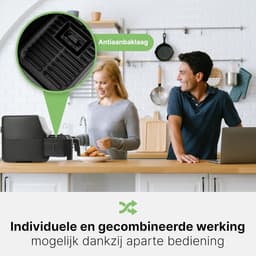 Equivera Dubbele Airfryer - Dubbele Mand - Dual Cook - Heteluchtfriteuse - Verschillende Programma's - Dual Zone - Mega — thumbnail 5