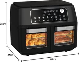Equivera Dubbele Airfryer - Dubbele Mand - Dual Cook - Heteluchtfriteuse - Verschillende Programma's - Dual Zone - Mega — thumbnail 2