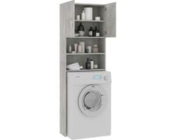 Wasmachine ombouw - Kast - Opbouwmeubel - Verhoger - Wasmachine meubel - Opbergkast - Hout - Betongrijs