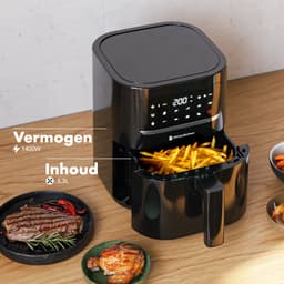 KitchenBrothers Mini Airfryer - 3,3 Liter - 1400W - PFAS-Vrij - 50ºC tot 200ºC - Kleine Heteluchtfriteuse voor 1, 2 en 3 Personen - 10 Kookprogramma's - Zwart — thumbnail 4