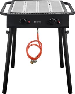 HENDI Krachtige gasgrill – 2 branders – compact en draagbaar – zwart – 9,5kW — thumbnail 1