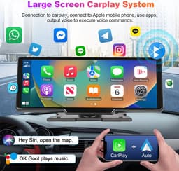 Apple Carplay Scherm - 10 Inch - Ingebouwde Dashcam - Android Auto - Inclusief Achteruitrijcamera — thumbnail 3