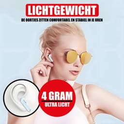 Draadloze Oordopjes - Oortjes Bluetooth - Oortjes Draadloos - Geschikt voor iPhone, iPad, Samsung, Android, Computer en Laptop - Draadloze Koptelefoon met Noise Cancelling - Ingebouwde Microfoon - LED Display - Blauw — thumbnail 5