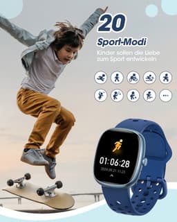 FOSMET Smartwatch Kinderen - Met Telefoonfunctie - 1,5 Inch Display - IP68 Waterdicht - 20 Sportmodi - Hartslagmeter - Slaapmonitor - Stappenteller - Wekker - Oproepfunctie - SOS Knop - Compatibel met iOS/Android - Cadeau voor Kinderen - Jongen — thumbnail 5