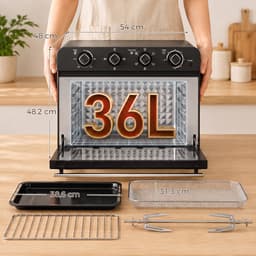 HOMCOM Airfryer Oven - Koudgewalst staal, gehard glas - 54 x 48 x 48,2 cm - Zwart — thumbnail 2