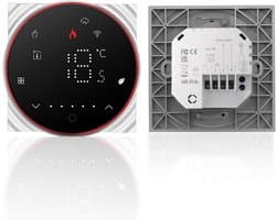 Thermostaat - Touchscreen bediening - WiFi-thermostaat - Slimme thermostaat met LED-display - Handmatig - Programmeerbaar - Inbouw wandontwerp - Zwart