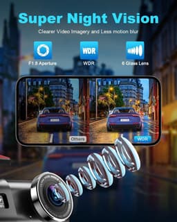 Thijox - 4K Dashcam Auto met WiFi, Afneembare Dashboard Camera, 170° Groothoek, G Sensor, Super Nachtzicht, 24U Parkeren Bewaking, 64G SD-Kaart, APP-B — thumbnail 4
