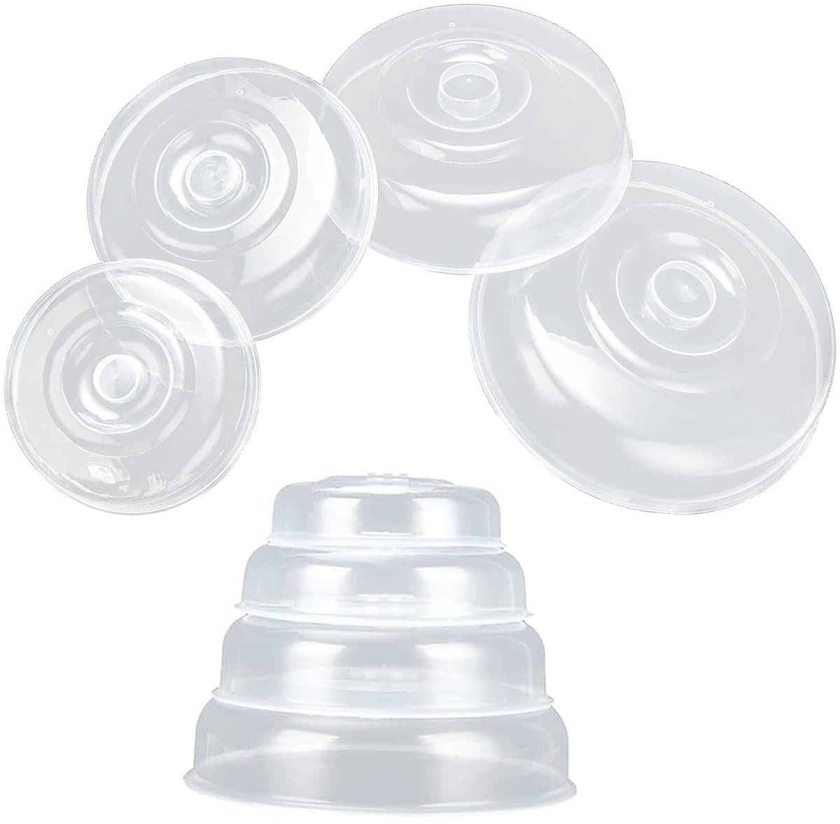 Dailygoods- Voedselafdekkingen Set van 8 - Kunststof Plaatafdekkingen - Hittebestendig - Stoomventilatiegat - Maten 14/17/20/23 cm - Transparant PP-plastic - Magnetronhoezen — afbeelding 1