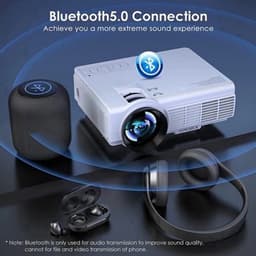 Yowhick - Beamer - Projector Beamer - Mini Meamer - 1080P - Automatische focus - met WiFi - 5G+2.4G Wireless Connection - Wit — thumbnail 2
