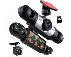 SnelShoppen - Mirror Dash Cam 4 Kanaals Achteruitkijkspiegelcamera 3.16 inch met G-Sensor, Parkeerbewaking, Nachtzicht, 24U Parkeerstand en 64GB Geheu