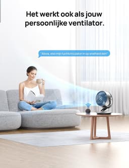 Tafelventilator Stil 28,5 dB – Luchtcirculator met Afstandsbediening – 4 Snelheden – 120° + 90° Oscillatie — thumbnail 4