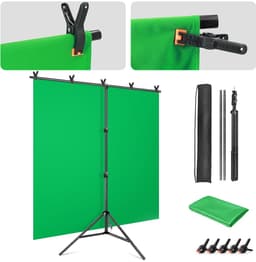 Green Screen met Statief - Green Screen - Achtergrond - Verstelbare Standaard - Eenvoudig in Gebruik - 150x200 cm — thumbnail 2