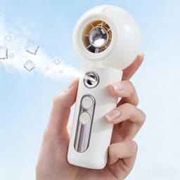 LISM-Draagbare USB-nevelventilator, mini-handventilator met batterij (inclusief nevelaar), oplaadbare ventilator met drie snelheden, cosmetisch reisaccessoire Geschikt voor op kantoor - wit — thumbnail 1