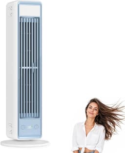 LISM-Wandventilator zonder bladen, stille en energiezuinige tafelventilator met oscillatiefunctie, drie snelheden, Geschikt voor kantoren, slaapkamers en woningen (wit). — thumbnail 1