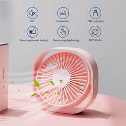 GELLDG Mini USB-bureauventilator - Tafelventilator - Miniventilator - Stil en draagbaar - Werkt op USB - Batterijen niet inbegrepen - 3 windsnelheden - 360° draaibaar - Geschikt voor thuis en op reis - Roze — thumbnail 4