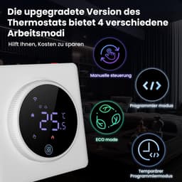 Vloerverwarming Thermostaat - Slimme Kamerregelaar - Energie Besparen - App en Spraakbediening - 10.6 x 9.4 x 6.9 cm - Wit — thumbnail 3