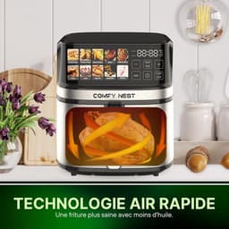 Heteluchtfriteuse 8 Liter - Airfryer XL - Gezond Koken - 10 Programma's Digitaal - 1700 Watt - Zwart — thumbnail 5