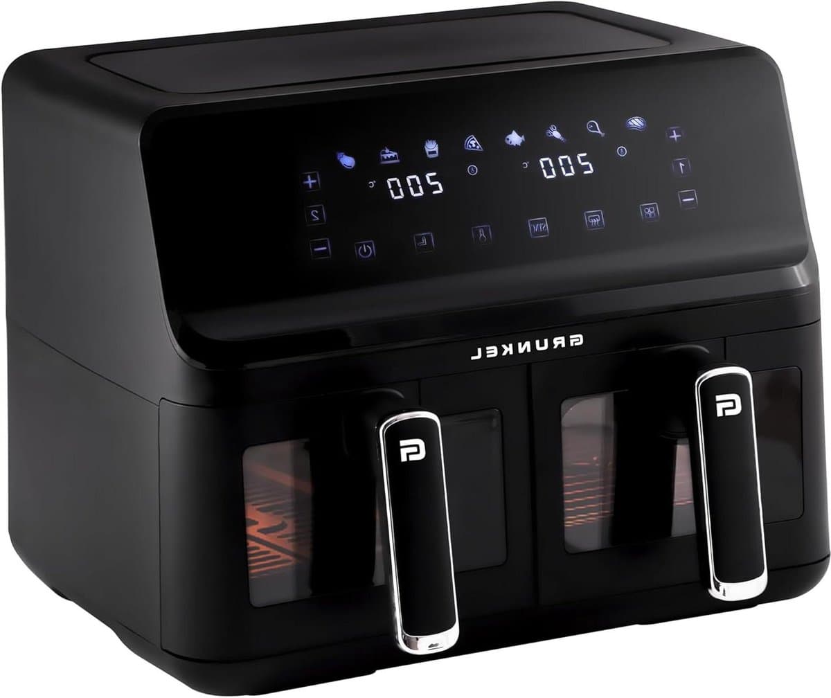 Airfryer met Dubbele Mand - Heteluchtfriteuse Dubbel - Gezond Koken - 8 Programma's - 8 Liter - Zwart — afbeelding 1