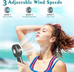 Mini USB oplaadbare handventilator - 3 snelheden, stil, draagbaar voor kantoor, thuis, buiten en op reis — thumbnail 2