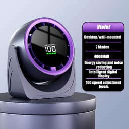 Tafelventilator Draadloos - Stil Koelsysteem - Persoonlijke Verkoeling - Digitaal Display - 223 cm Hoog - Violet — thumbnail 2