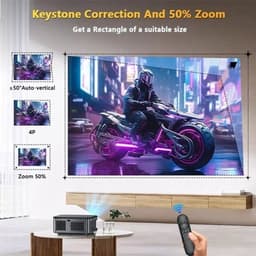 Xiwbsy - Beamer - Projector Beamer - Projector 4k - 1080P - Automatische focus - met WiFi 6 - 25000 Lumens - Buiten- en thuisprojector - Android 4K - Zwart — thumbnail 5