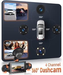 SnelShoppen - 360° 4-kanaals dashcam auto met 64 GB kaart, HD 1080P camera's voor en achter, IR-nachtzicht, 3 inch display, parkeermonitor, G-sensor — thumbnail 5