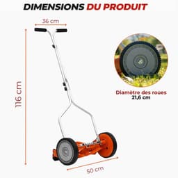 Handmaaier - Loopmaaier - Gazon Onderhoud - Spiraal Systeem - 35 cm Snijdbreedte - Oranje — thumbnail 5