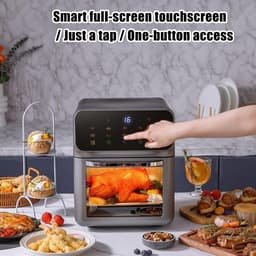 Tafeloven Airfryer - Heteluchtoven Combinatie - Gelijkmatig Koken - Dubbele Temperatuurzones - 15 Liter - Zwart — thumbnail 2